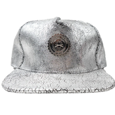 Capital Gains Men's Streetwear Crackled Metallic Silver Hat, Adjustable Strap Back Cap